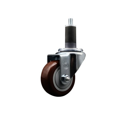 Service Caster 3'' SS Maroon Poly Wheel Swivel 1-1/4'' Expanding Stem Caster SCC-SSEX20S314-PPUB-MRN-114